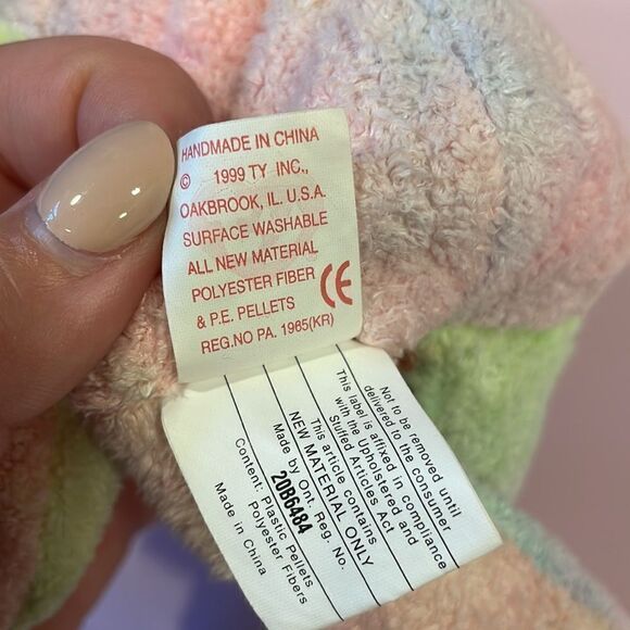 1999 Original Ty Beanie Baby Groovy the Pastel Multi-Coloured Bear EUC 9” tall - Picture 7 of 7